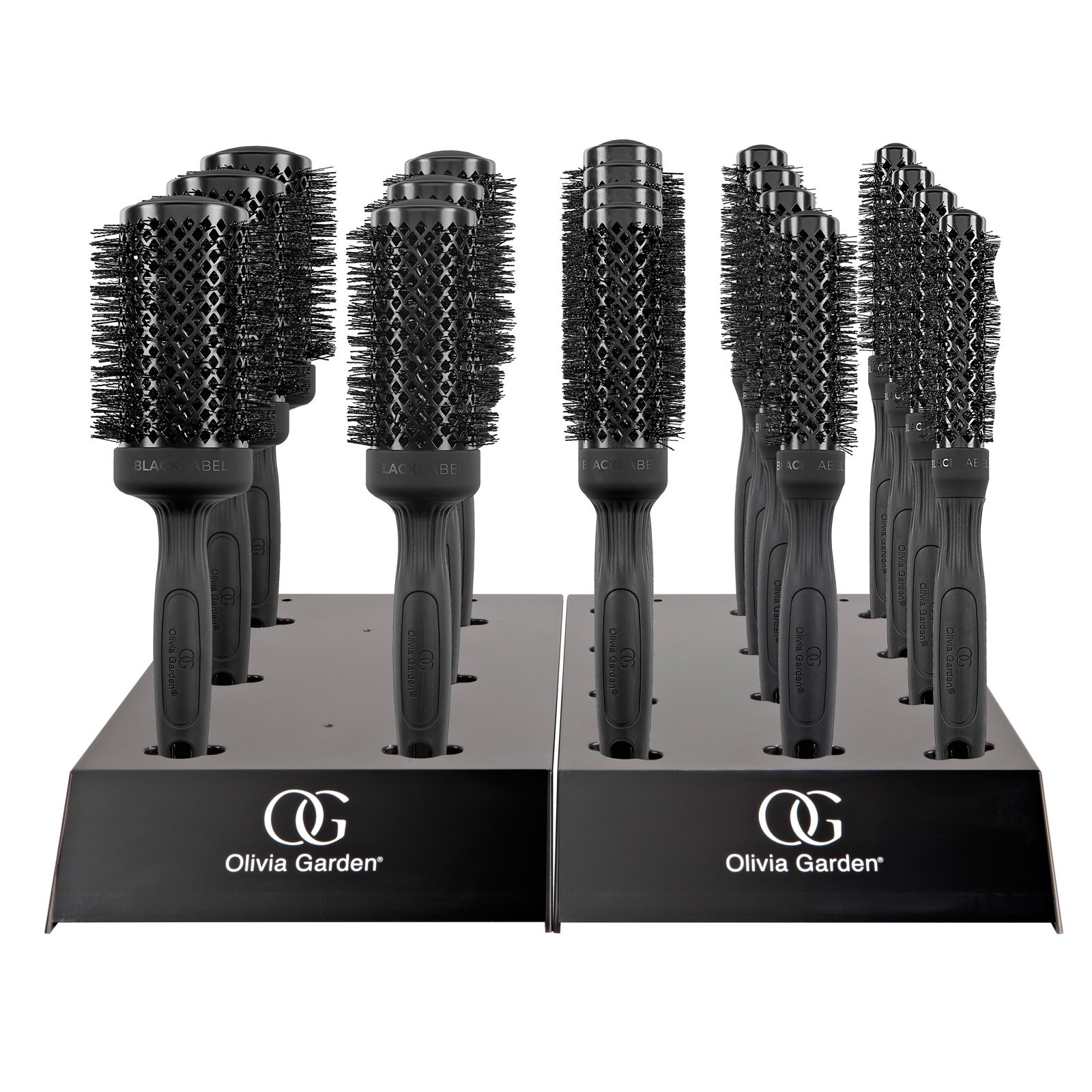 Olivia Garden Black | Bürsten - - Thermal Label 18er Equipment Friseurscheren Display Rundbürste, Co und